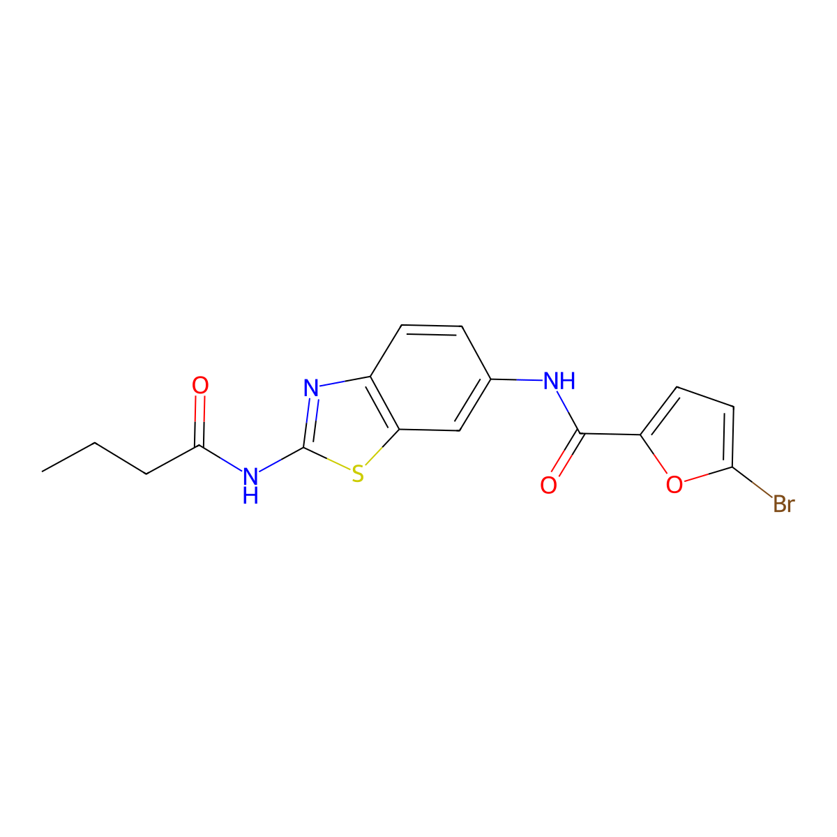 5-bromo-N-[2-(butanoylamino)-1,3-benzothiazol-6-yl]furan-2-carboxamide molecular structure, CAS 765931-86-0