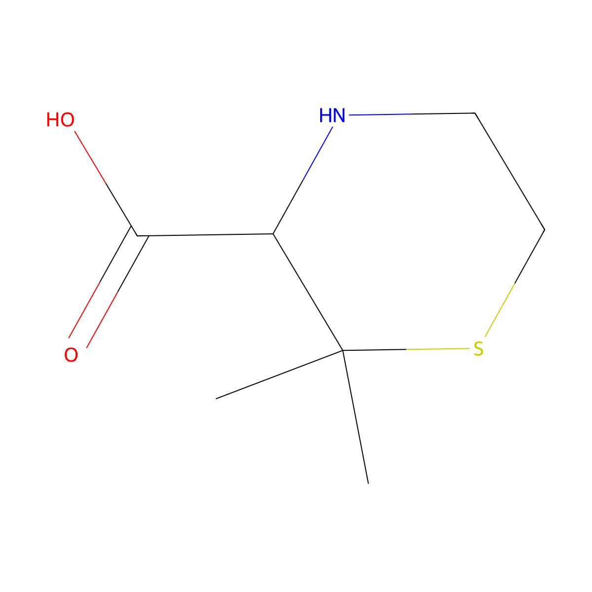2,2-Dimethylthiomorpholine-3-carboxylic acid molecular structure, CAS 765932-28-3