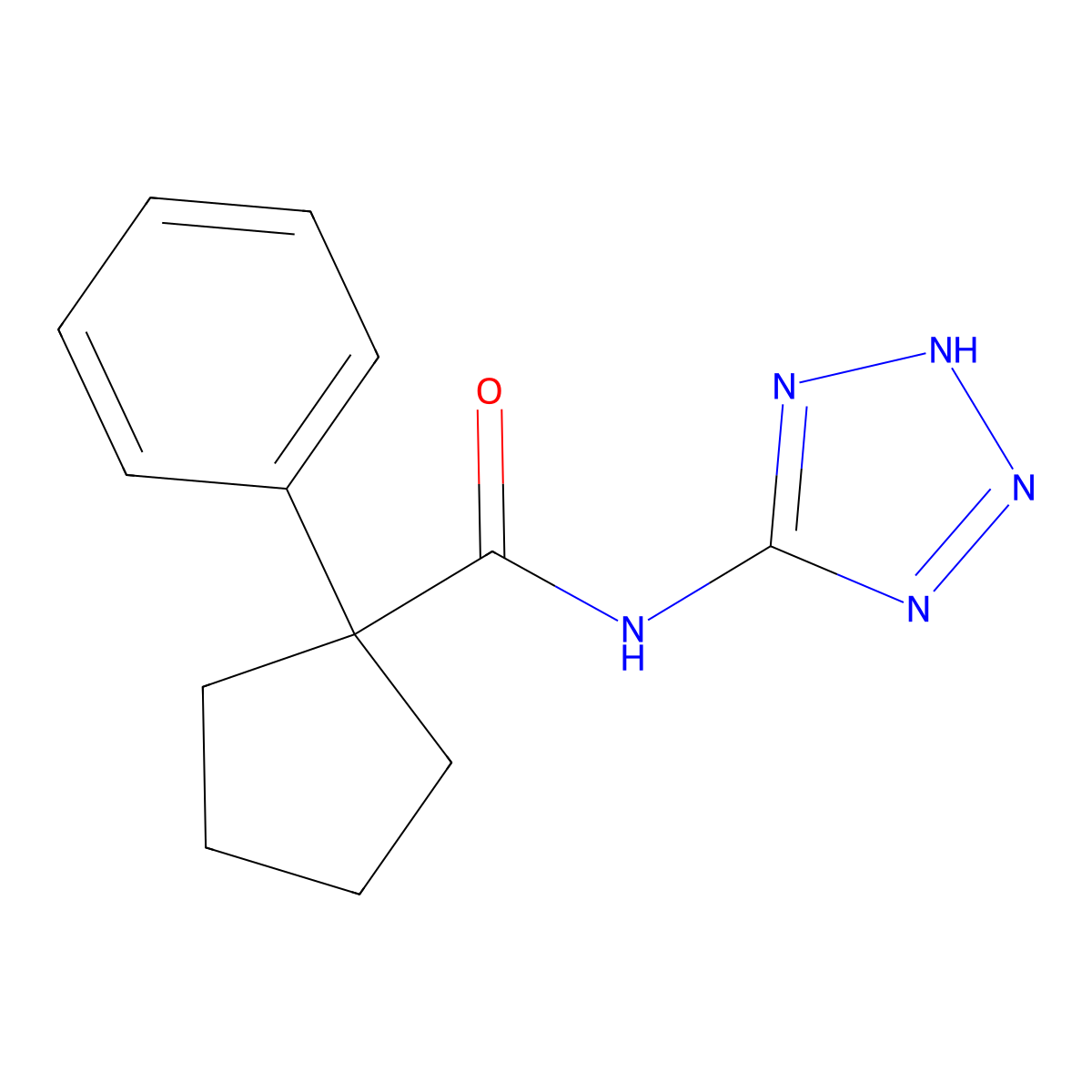 1-phenyl-N-(2H-tetrazol-5-yl)cyclopentane-1-carboxamide molecular structure, CAS 765932-36-3