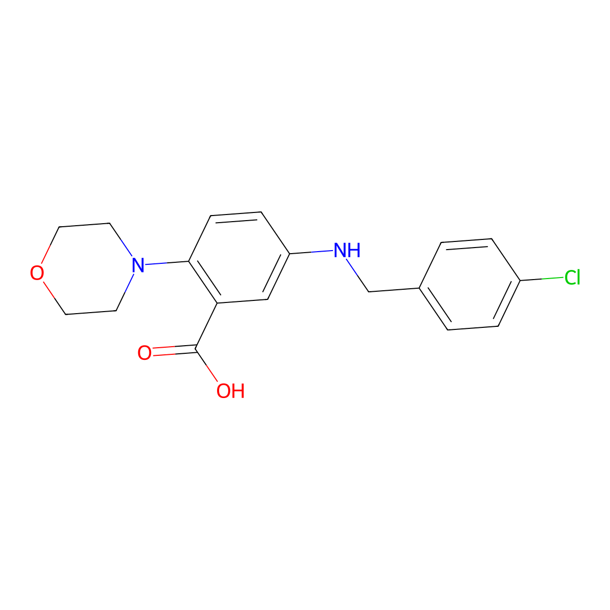 5-[(4-Chlorobenzyl)amino]-2-(4-morpholinyl)benzoic acid molecular structure, CAS 765933-41-3
