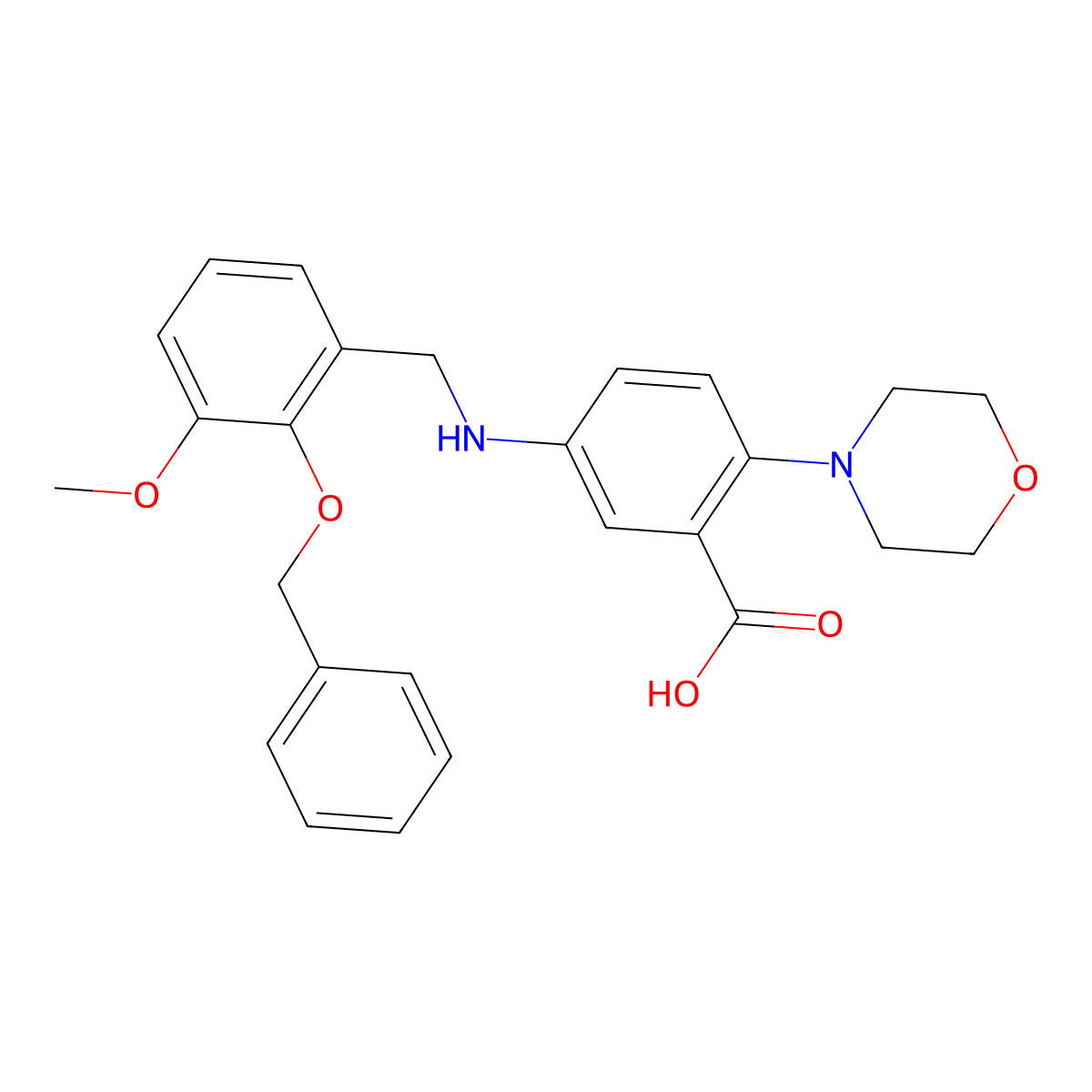 5-{[2-(Benzyloxy)-3-methoxybenzyl]amino}-2-(morpholin-4-yl)benzoic acid molecular structure, CAS 765933-52-6