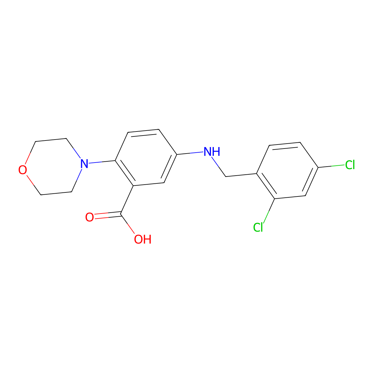 5-[(2,4-Dichlorobenzyl)amino]-2-(4-morpholinyl)benzoic acid molecular structure, CAS 765933-59-3
