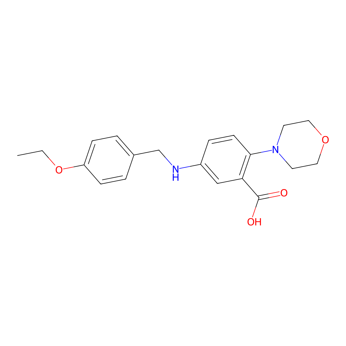 5-[(4-Ethoxybenzyl)amino]-2-(morpholin-4-yl)benzoic acid molecular structure, CAS 765933-70-8