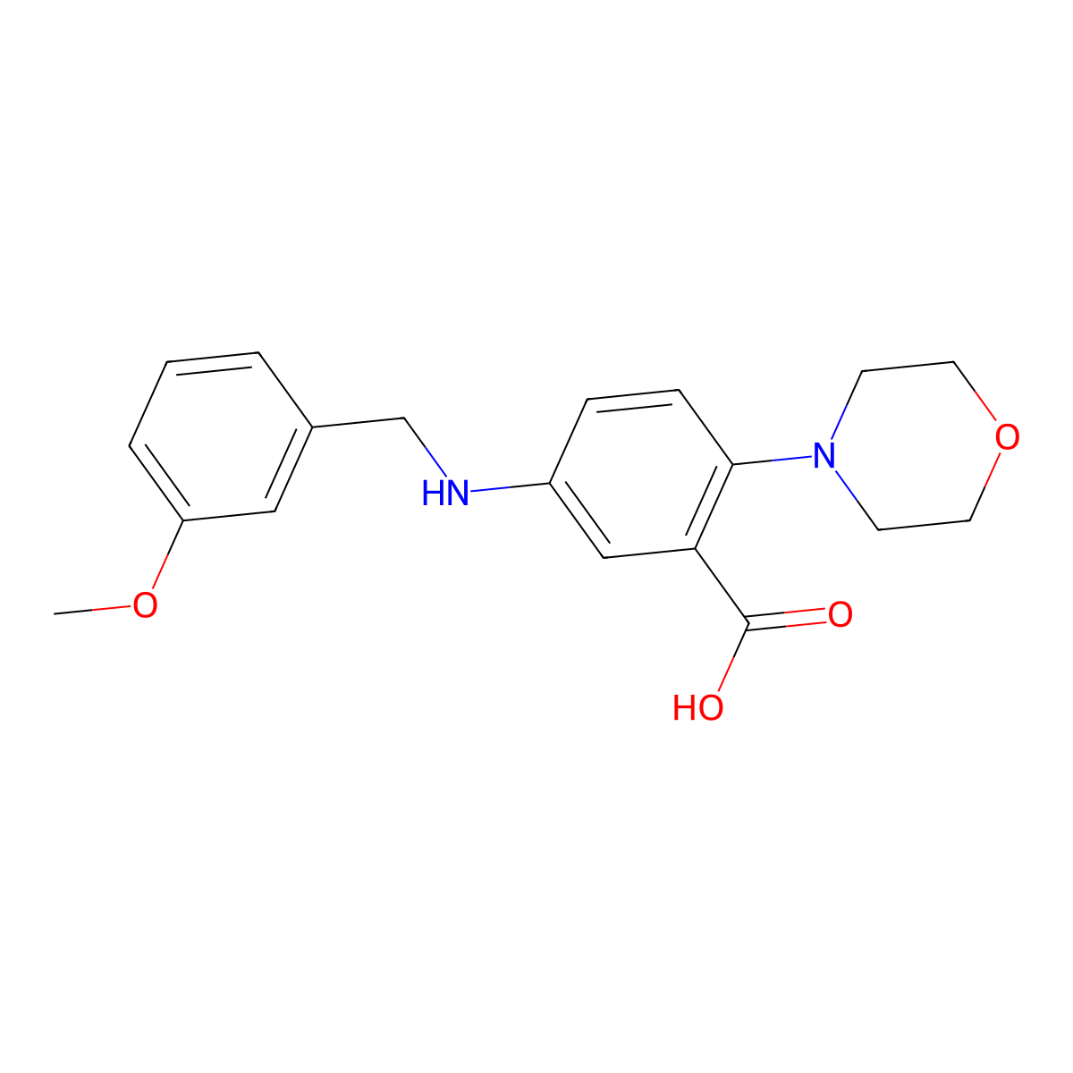 5-[(3-Methoxybenzyl)amino]-2-(morpholin-4-yl)benzoic acid molecular structure, CAS 765933-91-3