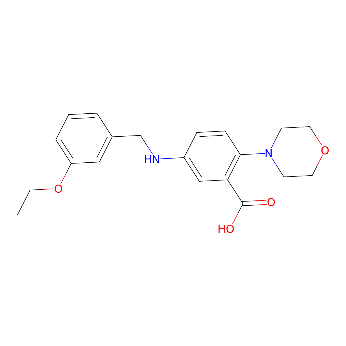 5-[(3-Ethoxybenzyl)amino]-2-(morpholin-4-yl)benzoic acid molecular structure, CAS 765933-92-4