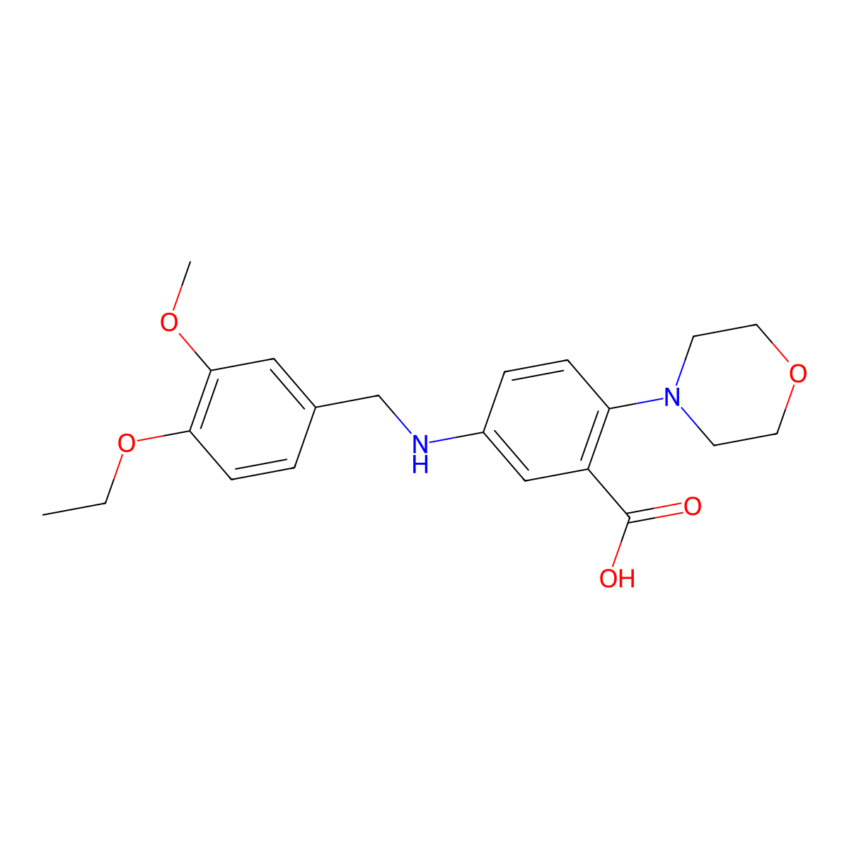 5-[(4-Ethoxy-3-methoxybenzyl)amino]-2-(4-morpholinyl)benzoic acid molecular structure, CAS 765933-93-5