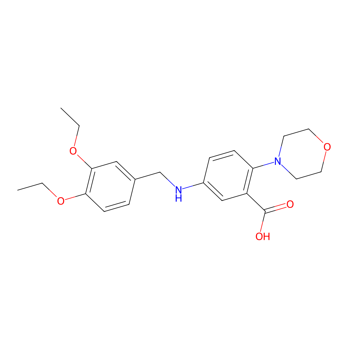 5-[(3,4-Diethoxybenzyl)amino]-2-(4-morpholinyl)benzoic acid molecular structure, CAS 765933-96-8