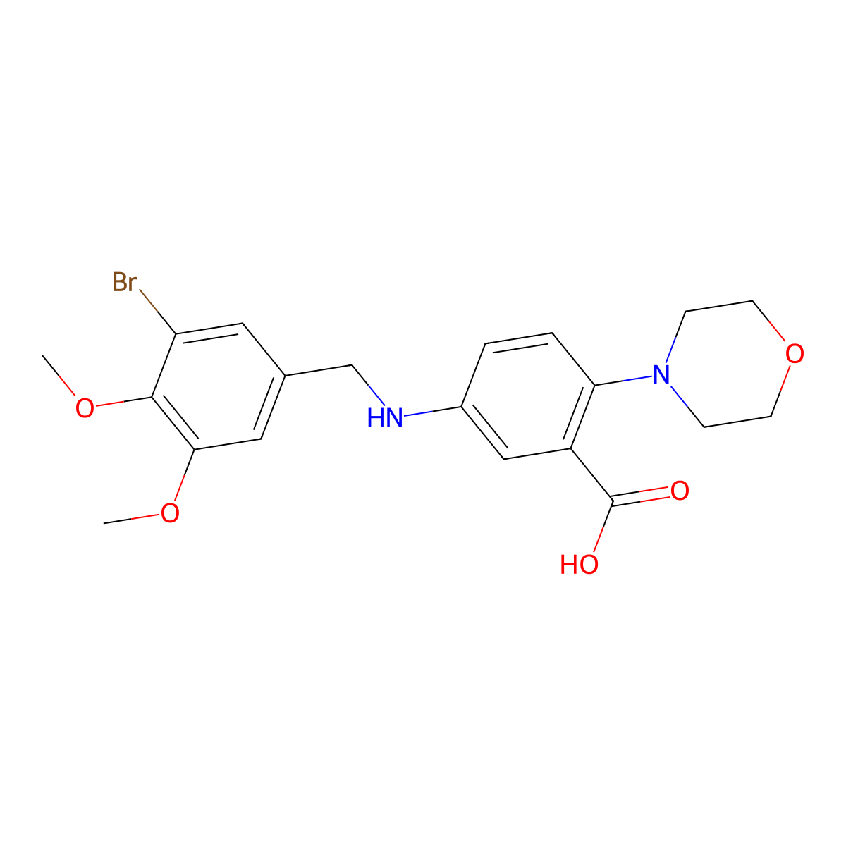 5-[(3-Bromo-4,5-dimethoxybenzyl)amino]-2-(4-morpholinyl)benzoic acid molecular structure, CAS 765933-98-0