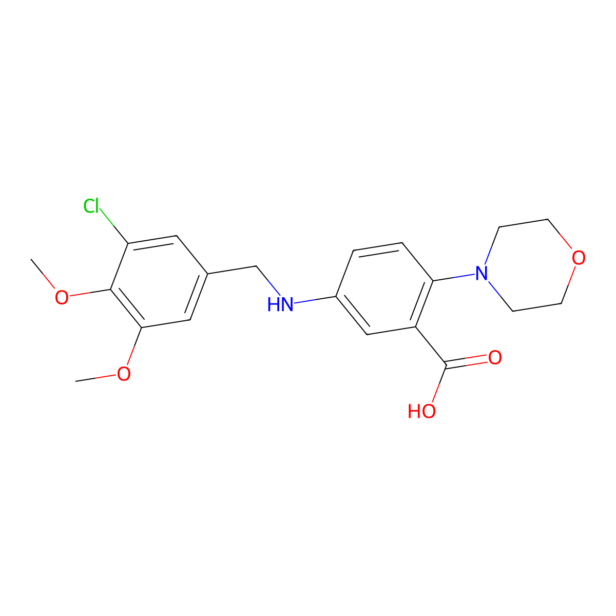 5-[(3-Chloro-4,5-dimethoxybenzyl)amino]-2-(morpholin-4-yl)benzoic acid molecular structure, CAS 765933-99-1
