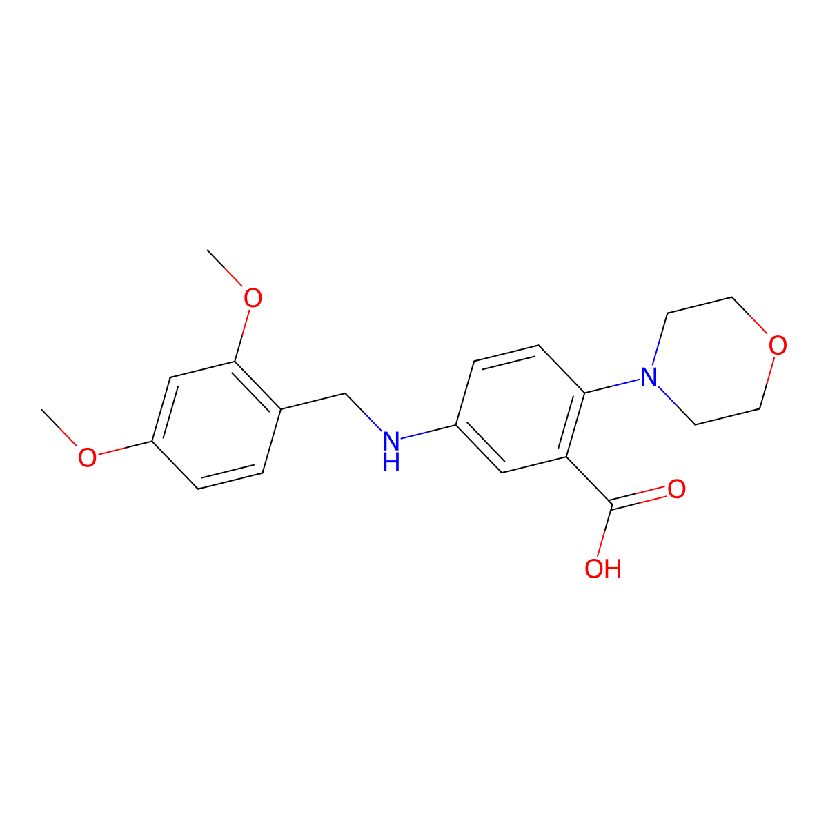 5-[(2,4-Dimethoxybenzyl)amino]-2-(4-morpholinyl)benzoic acid molecular structure, CAS 765934-01-8