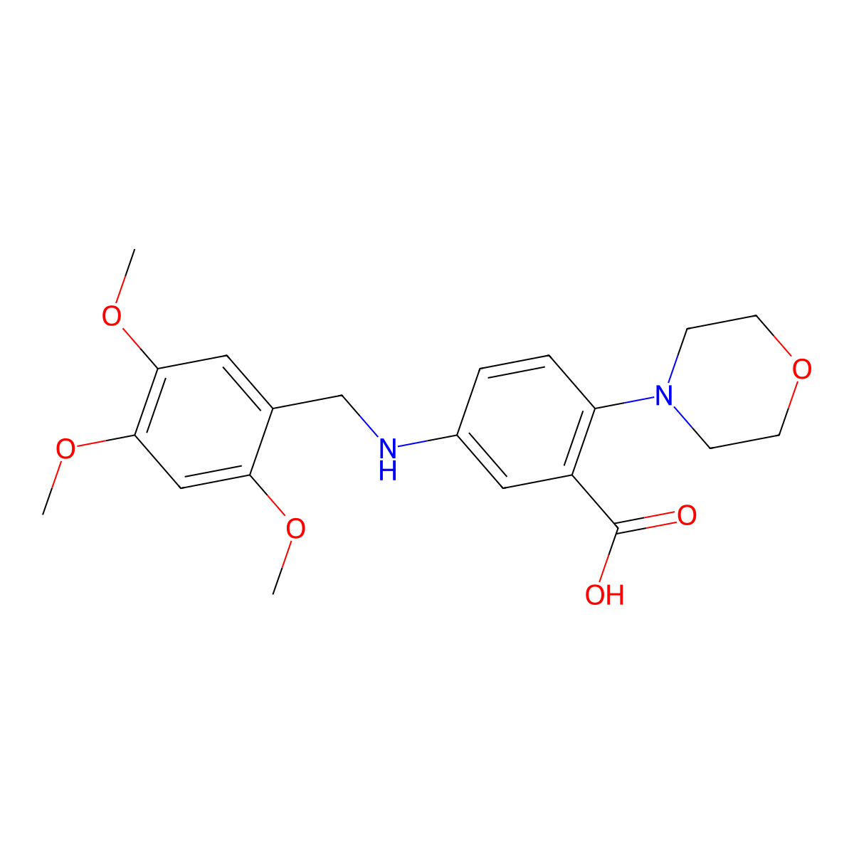 2-(4-Morpholinyl)-5-[(2,4,5-trimethoxybenzyl)amino]benzoic acid molecular structure, CAS 765934-02-9