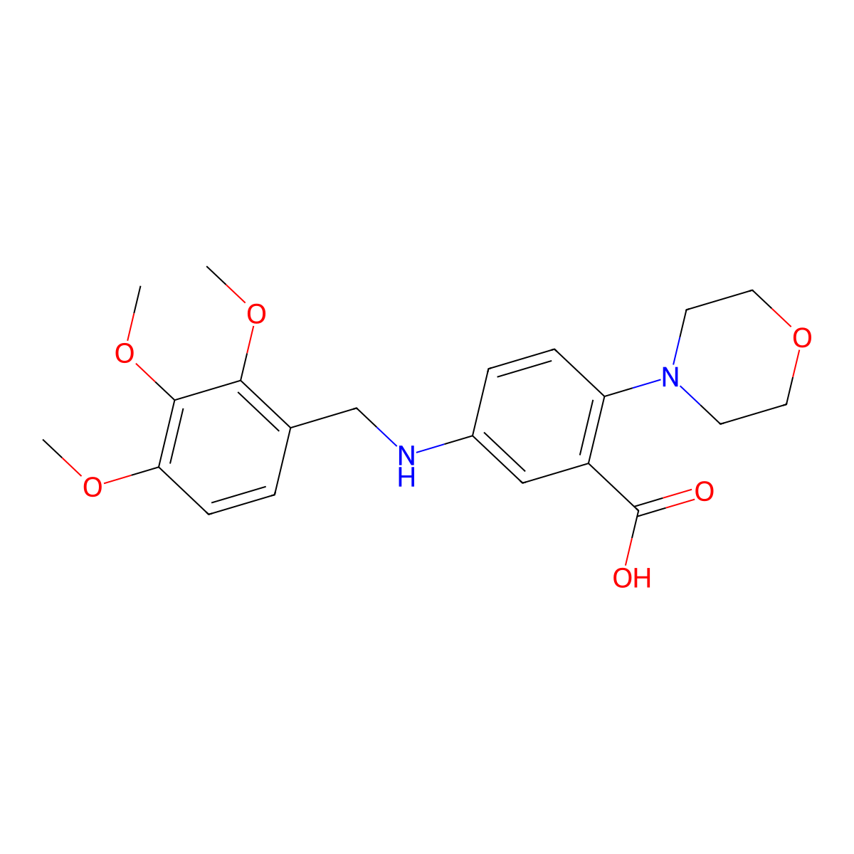 2-(4-Morpholinyl)-5-[(2,3,4-trimethoxybenzyl)amino]benzoic acid molecular structure, CAS 765934-03-0