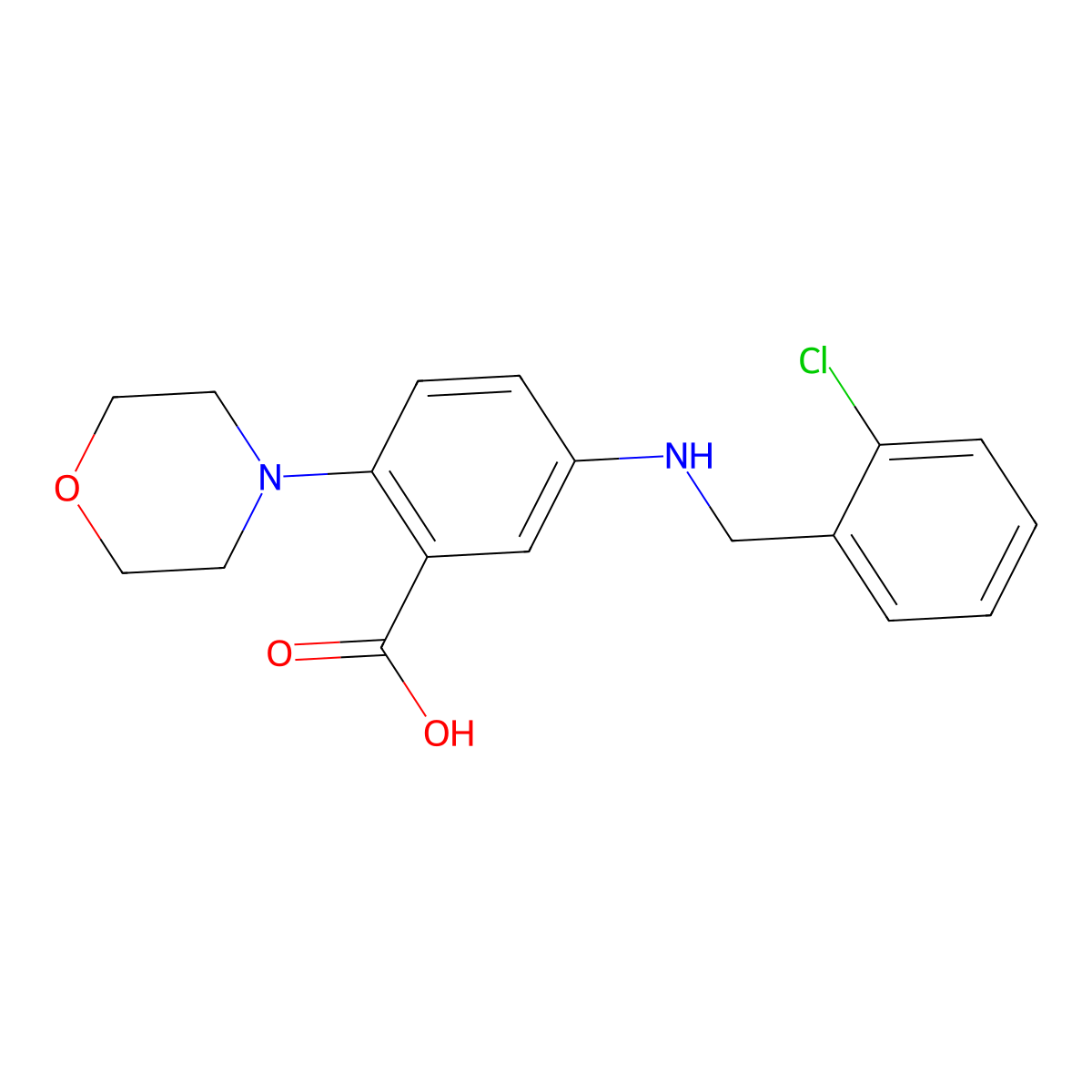 5-[(2-Chlorobenzyl)amino]-2-(4-morpholinyl)benzoic acid molecular structure, CAS 765934-15-4
