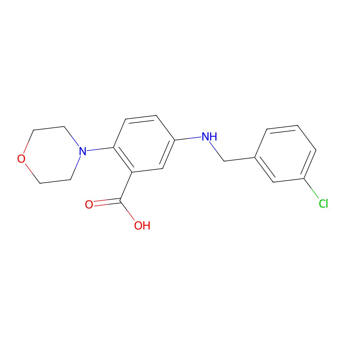 5-[(3-Chlorobenzyl)amino]-2-(4-morpholinyl)benzoic acid molecular structure, CAS 765934-16-5