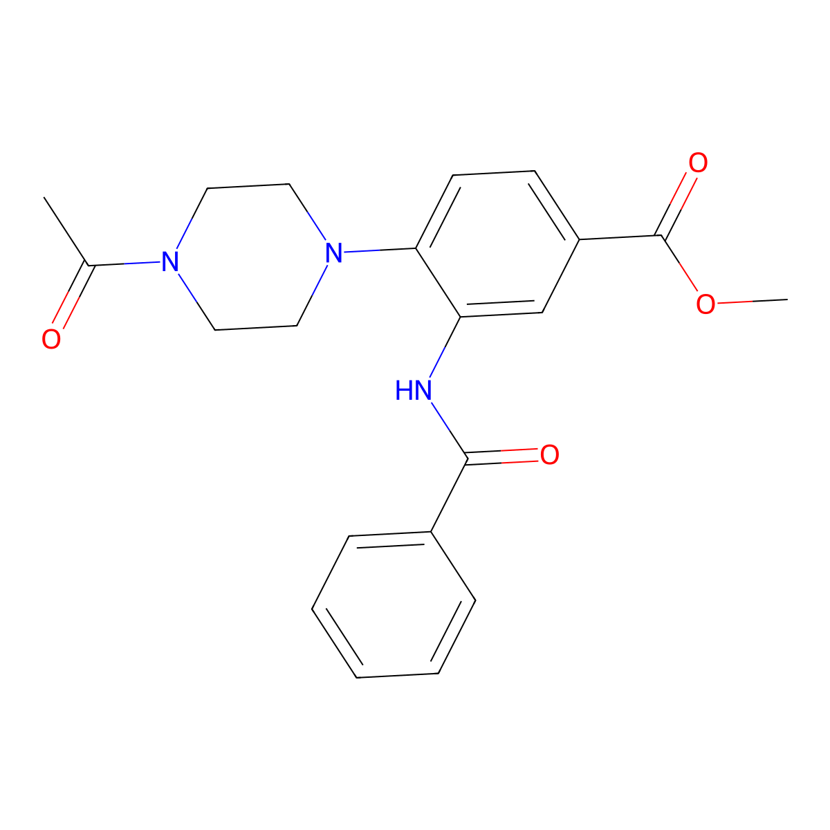 Methyl 4-(4-acetylpiperazin-1-yl)-3-benzamidobenzoate molecular structure, CAS 765934-73-4