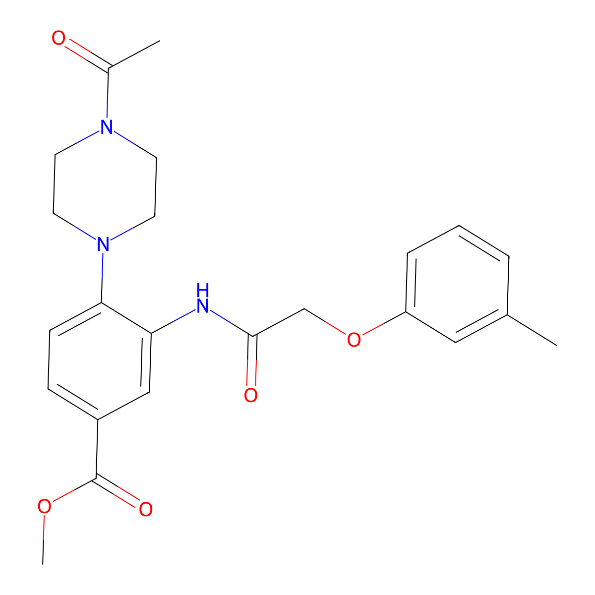 Methyl 4-(4-acetyl-1-piperazinyl)-3-{[(3-methylphenoxy)acetyl]amino}benzoate molecular structure, CAS 765934-86-9