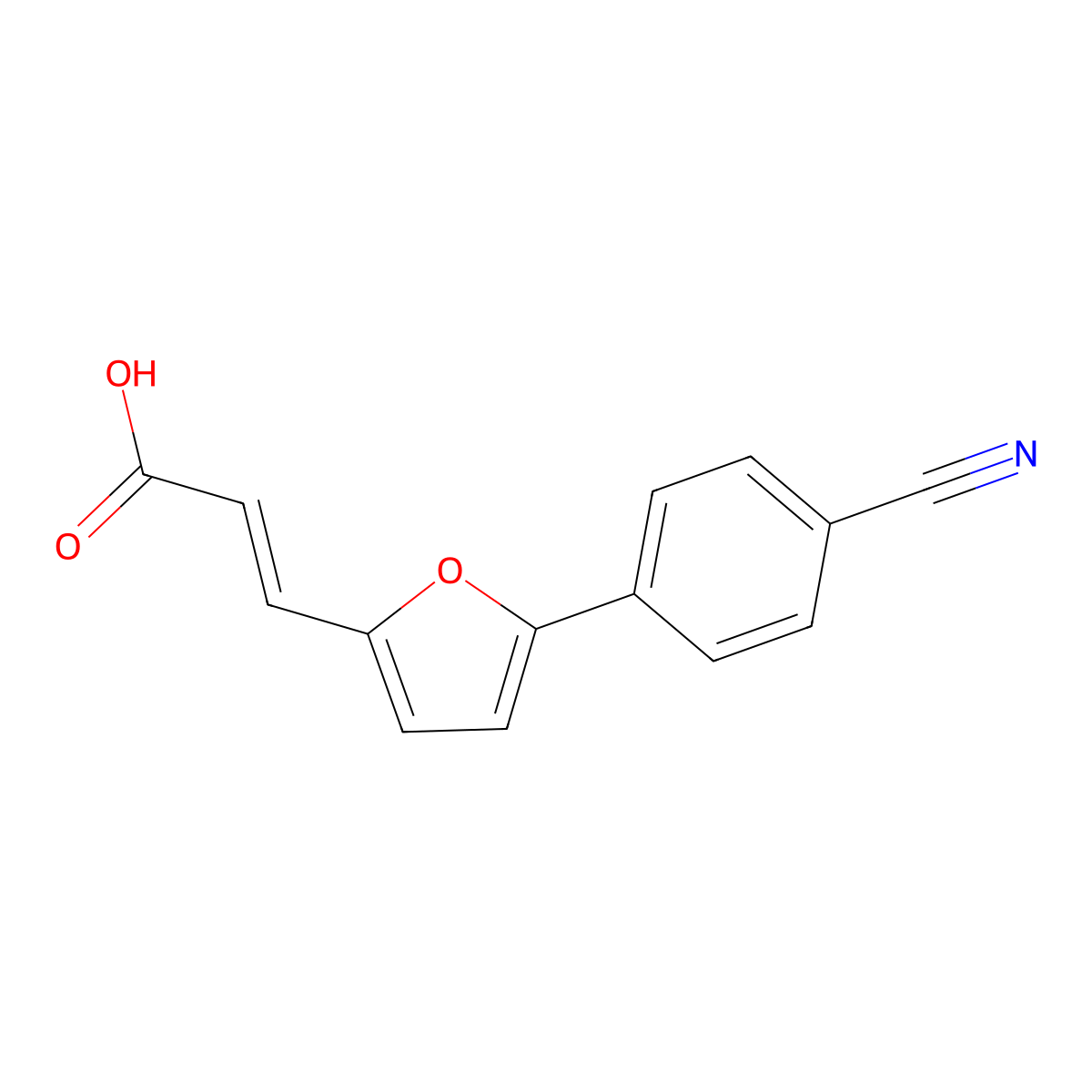 (2E)-3-[5-(4-cyanophenyl)furan-2-yl]prop-2-enoic acid molecular structure, CAS 765937-80-2