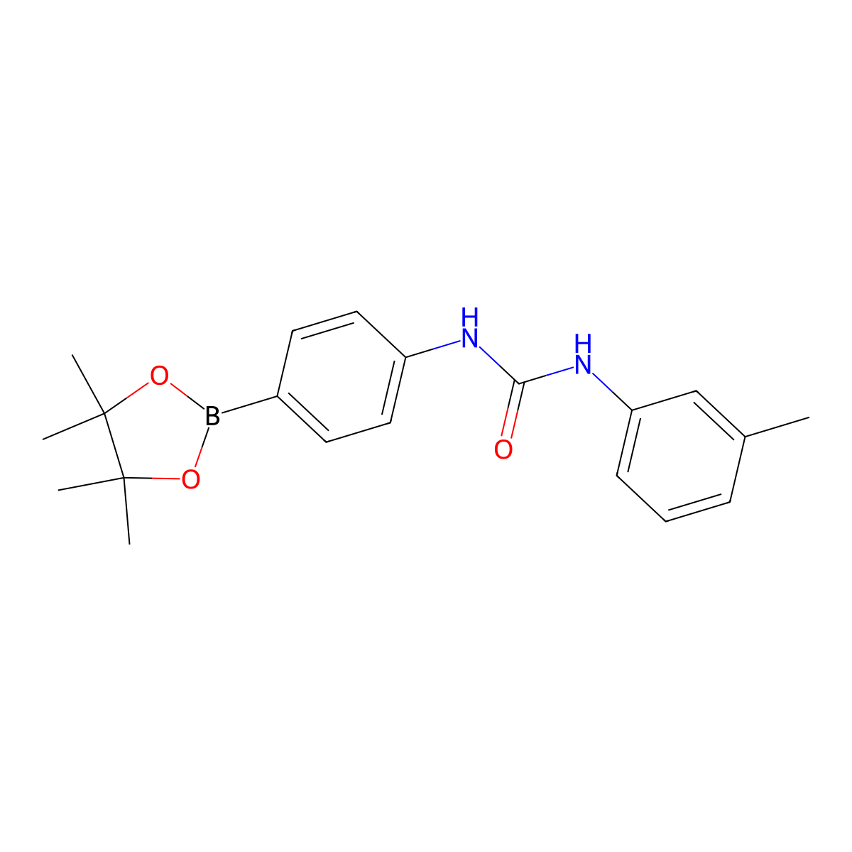 1-(4-(4,4,5,5-Tetramethyl-1,3,2-dioxaborolan-2-yl)phenyl)-3-(m-tolyl)urea molecular structure, CAS 765949-02-8