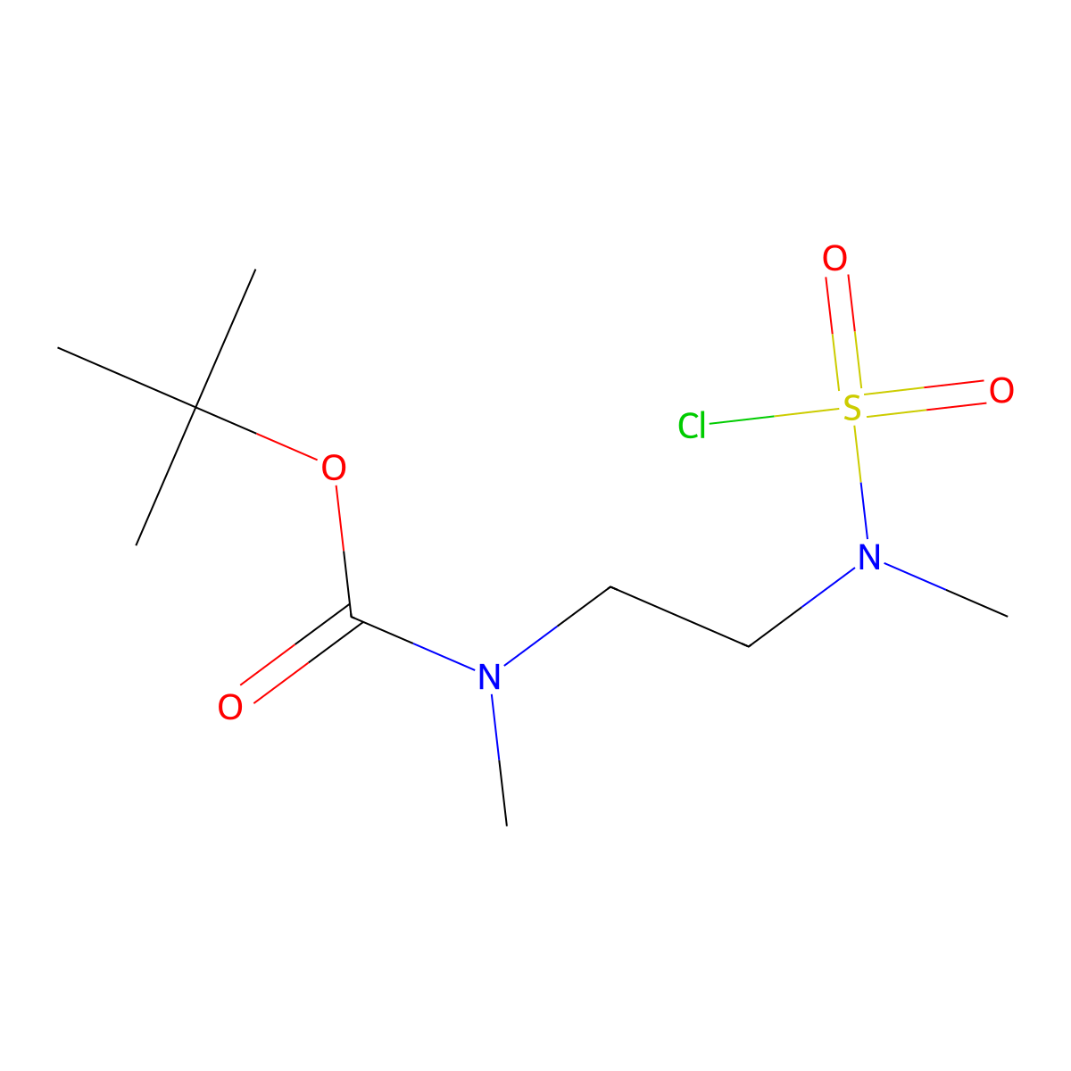 tert-butyl N-(2-((chlorosulfonyl)(methyl)amino)ethyl)-N-methylcarbamate molecular structure, CAS 765961-86-2