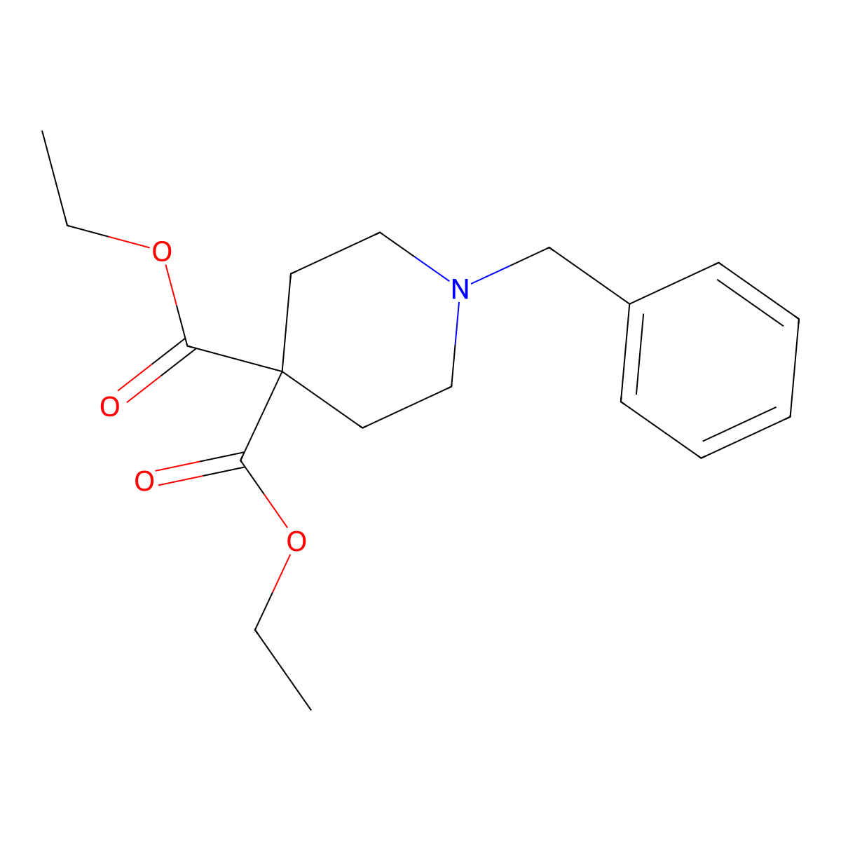 Diethyl 1-benzylpiperidine-4,4-dicarboxylate molecular structure, CAS 765962-22-9