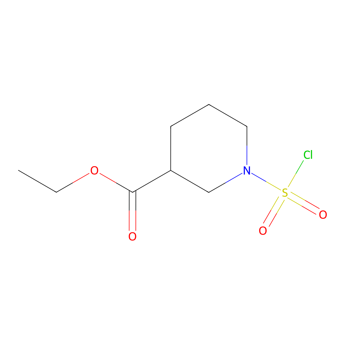 Ethyl 1-(chlorosulfonyl)-3-piperidinecarboxylate molecular structure, CAS 765962-70-7