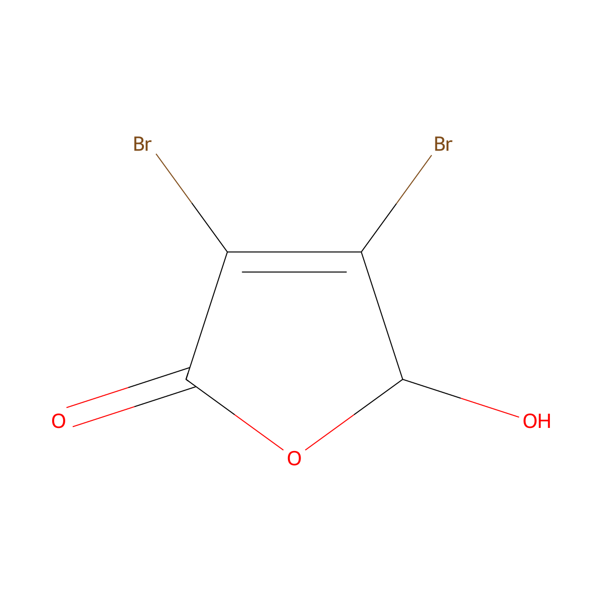 3,4-Dibromo-5-hydroxyfuran-2(5H)-one molecular structure, CAS 766-38-1