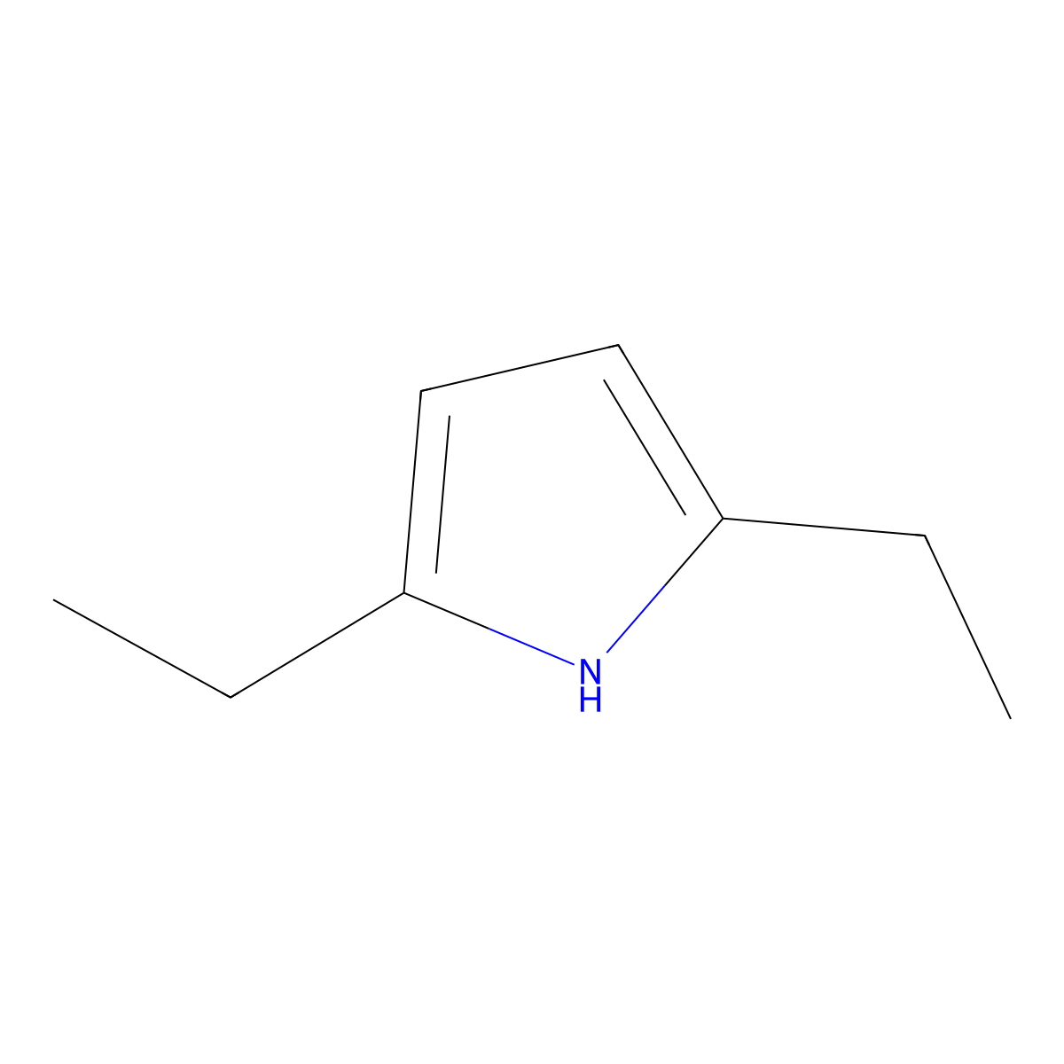 1H-Pyrrole, 2,5-diethyl- molecular structure, CAS 766-95-0