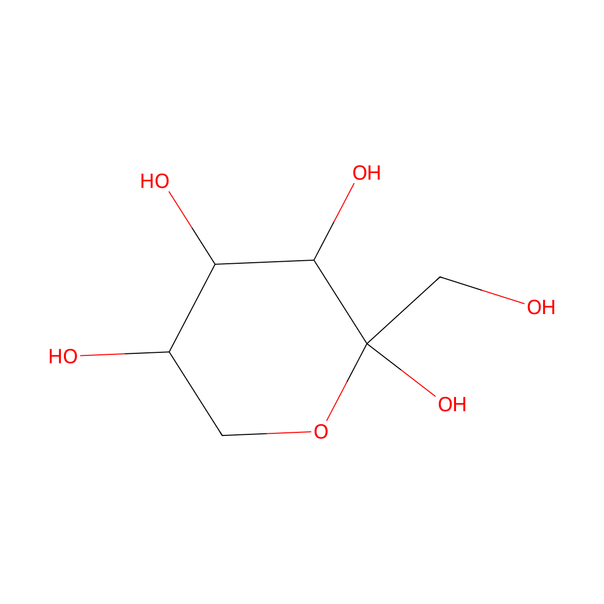 Beta-D-Fructopyranose molecular structure, CAS 7660-25-5