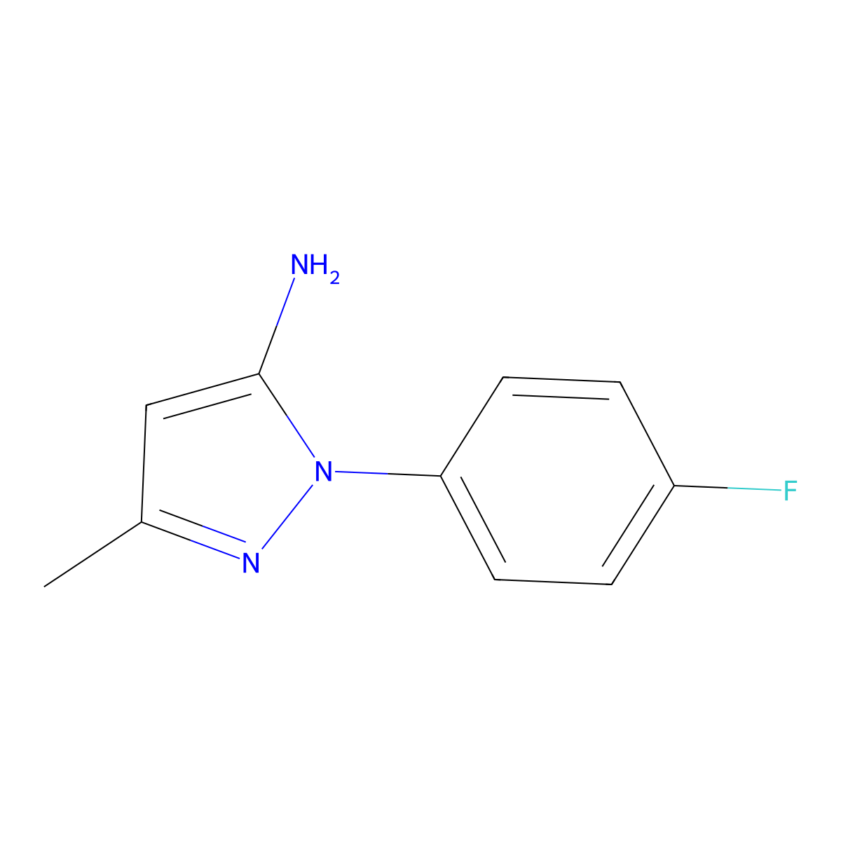 1-(4-fluorophenyl)-3-methyl-1H-pyrazol-5-amine molecular structure, CAS 76606-39-8