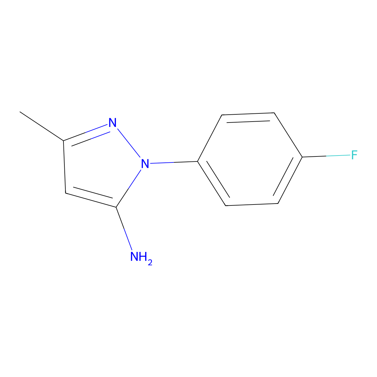 1-(4-fluorophenyl)-3-methyl-1H-pyrazol-5-amine molecular structure, CAS 76606-39-8