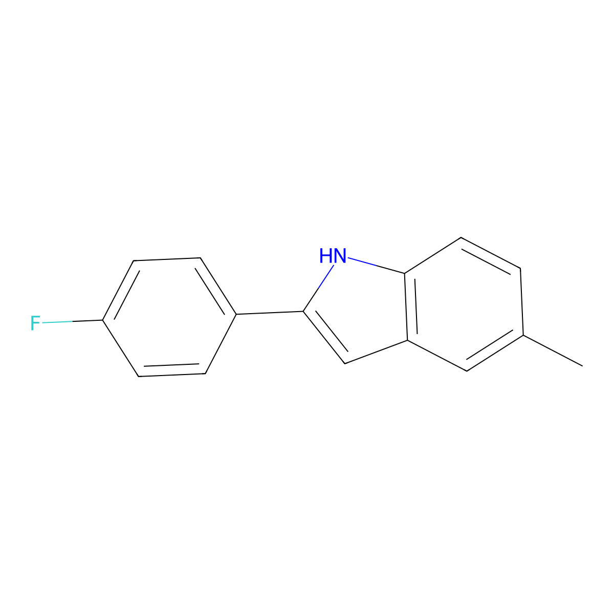 2-(4-fluorophenyl)-5-methyl-1H-indole molecular structure, CAS 76609-18-2