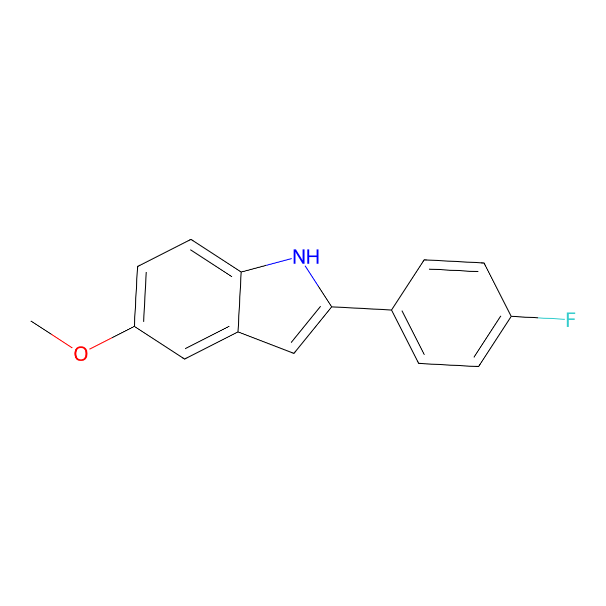 2-(4-fluorophenyl)-5-methoxy-1H-indole molecular structure, CAS 76609-19-3