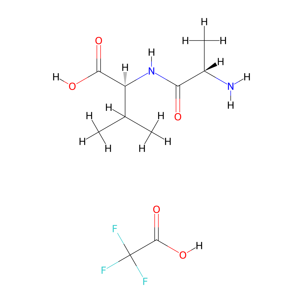 (S)-2-((S)-2-Aminopropanamido)-3-methylbutanoic acid 2,2,2-trifluoroacetate molecular structure, CAS 76615-36-6