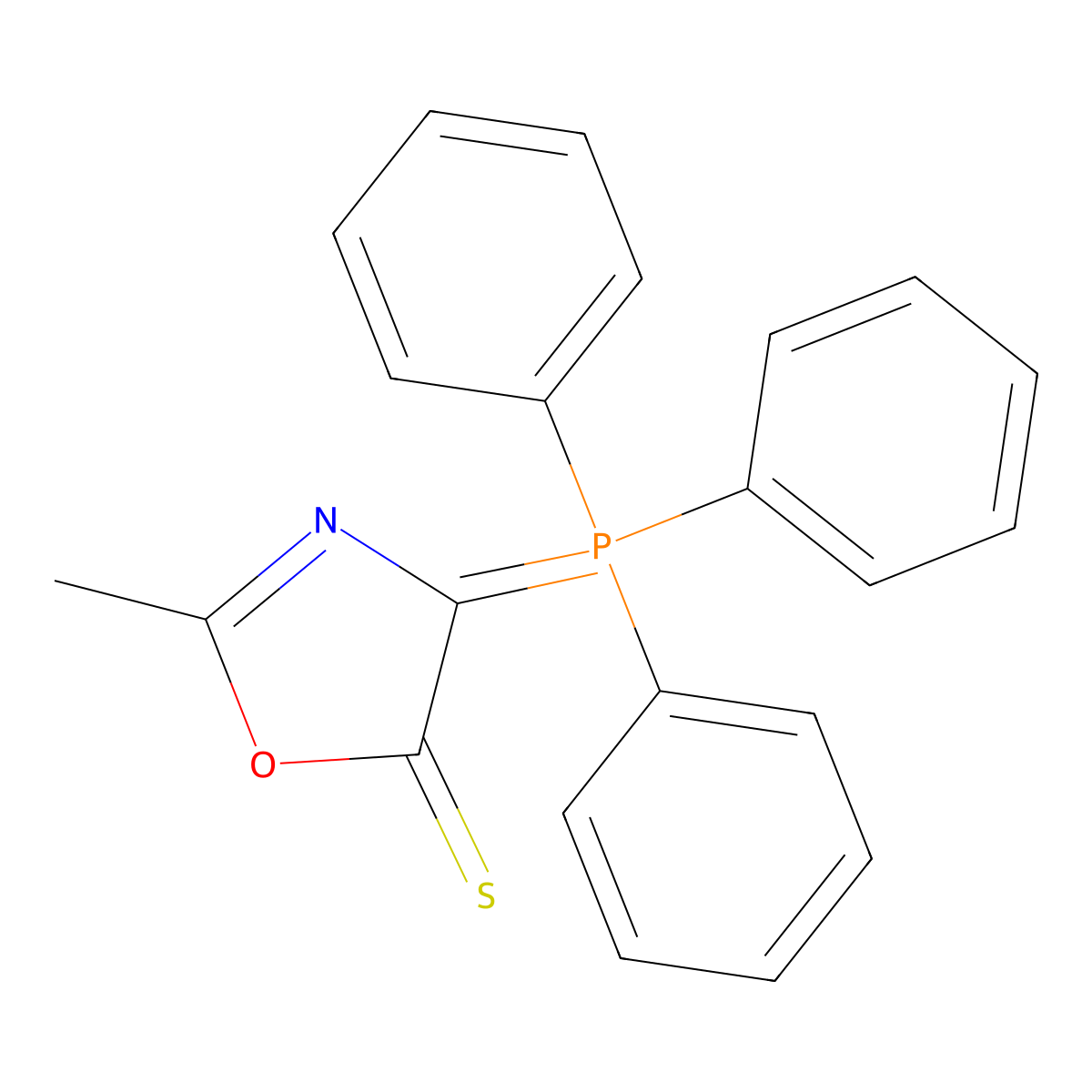 5(4H)-Oxazolethione, 2-methyl-4-(triphenylphosphoranylidene)- molecular structure, CAS 76621-59-5