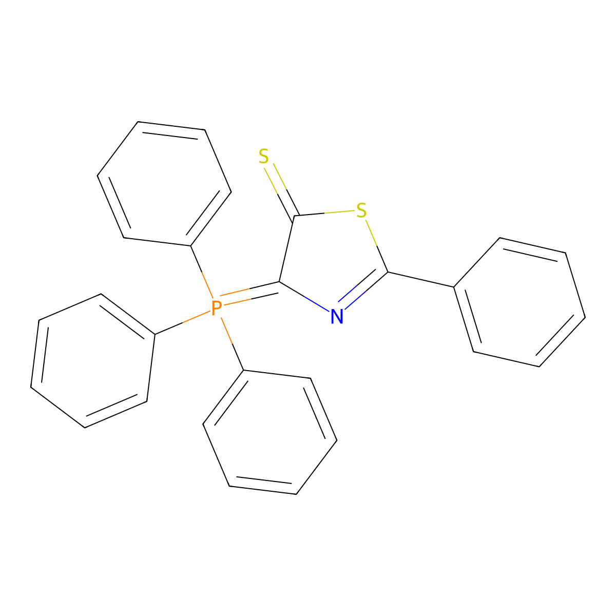 2-Phenyl-4-(triphenyl-phosphanylidene)-4H-thiazole-5-thione molecular structure, CAS 76621-60-8