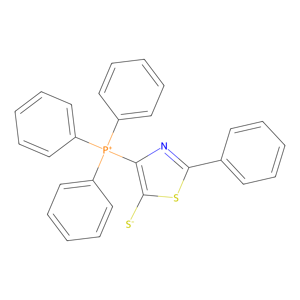 2-Phenyl-4-(triphenyl-phosphanylidene)-4H-thiazole-5-thione molecular structure, CAS 76621-60-8
