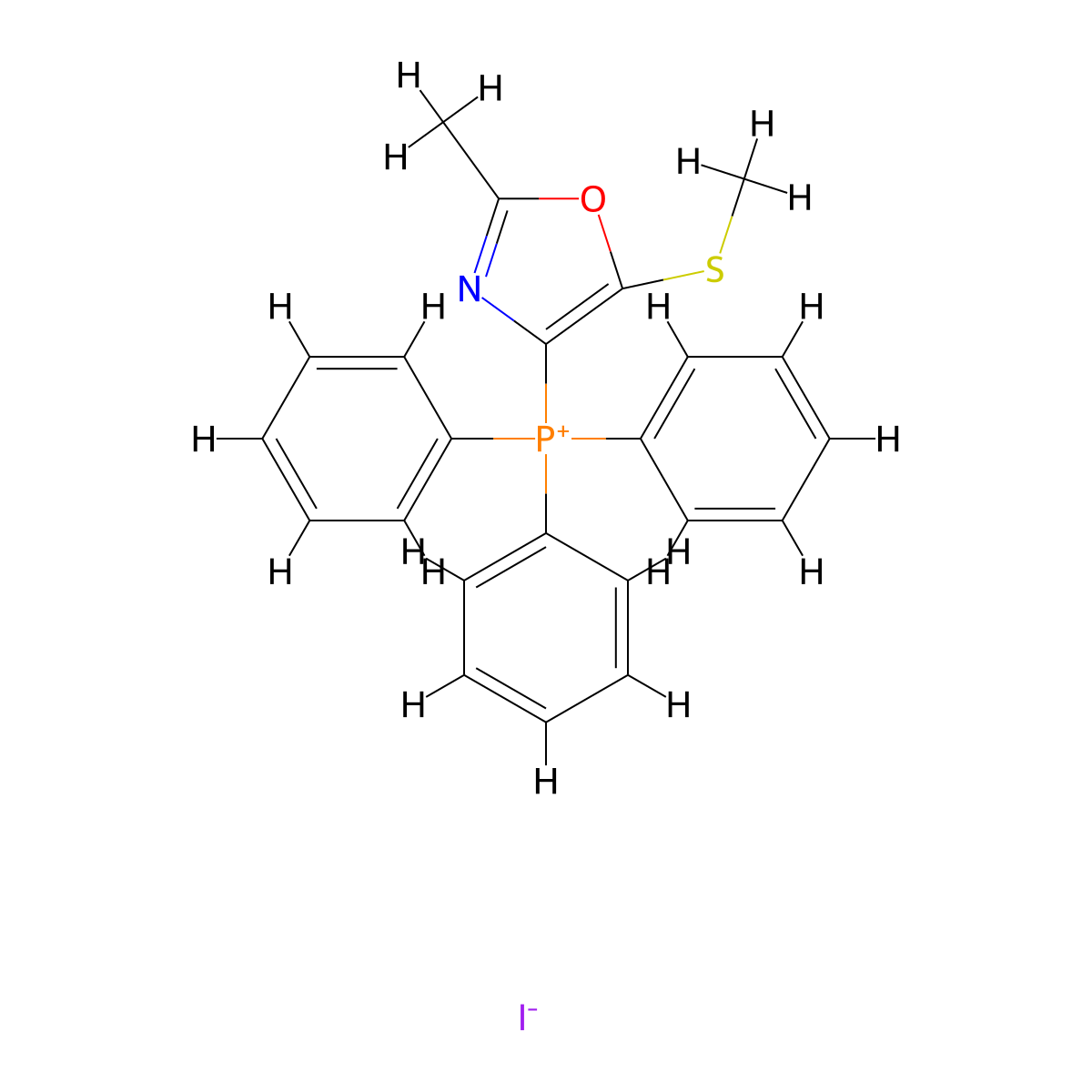 (2-Methyl-5-methylsulfanyl-oxazol-4-YL)triphenylphosphonium iodide molecular structure, CAS 76621-78-8