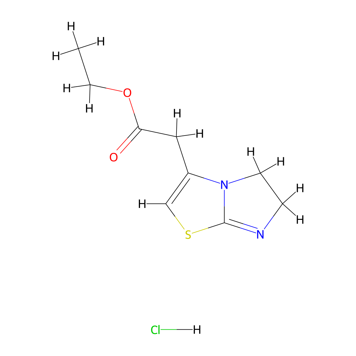 Ethyl 5,6-dihydroimidazo[2,1-b][1,3]thiazol-3-ylacetate hydrochloride molecular structure, CAS 76629-19-1