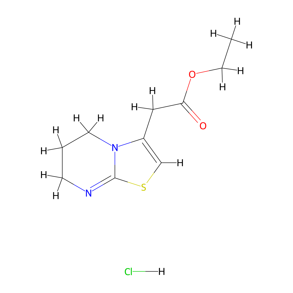 Ethyl 2-(6,7-dihydro-5H-thiazolo[3,2-a]pyrimidin-3-yl)acetate hydrochloride molecular structure, CAS 76629-22-6