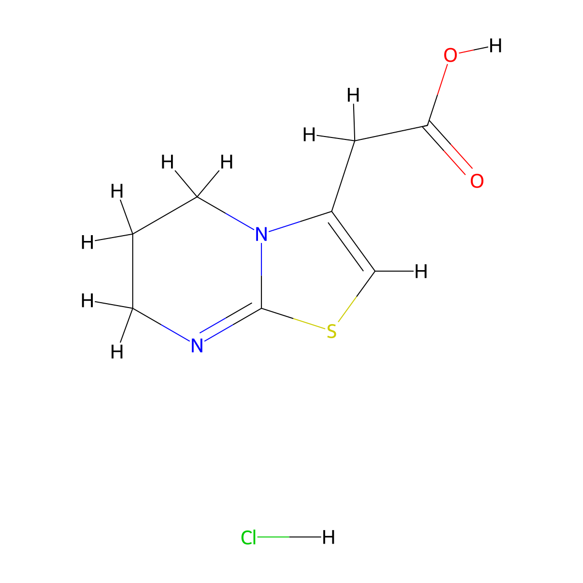 2-(6,7-Dihydro-5H-thiazolo[3,2-a]pyrimidin-3-yl)acetic acid hydrochloride molecular structure, CAS 76629-24-8