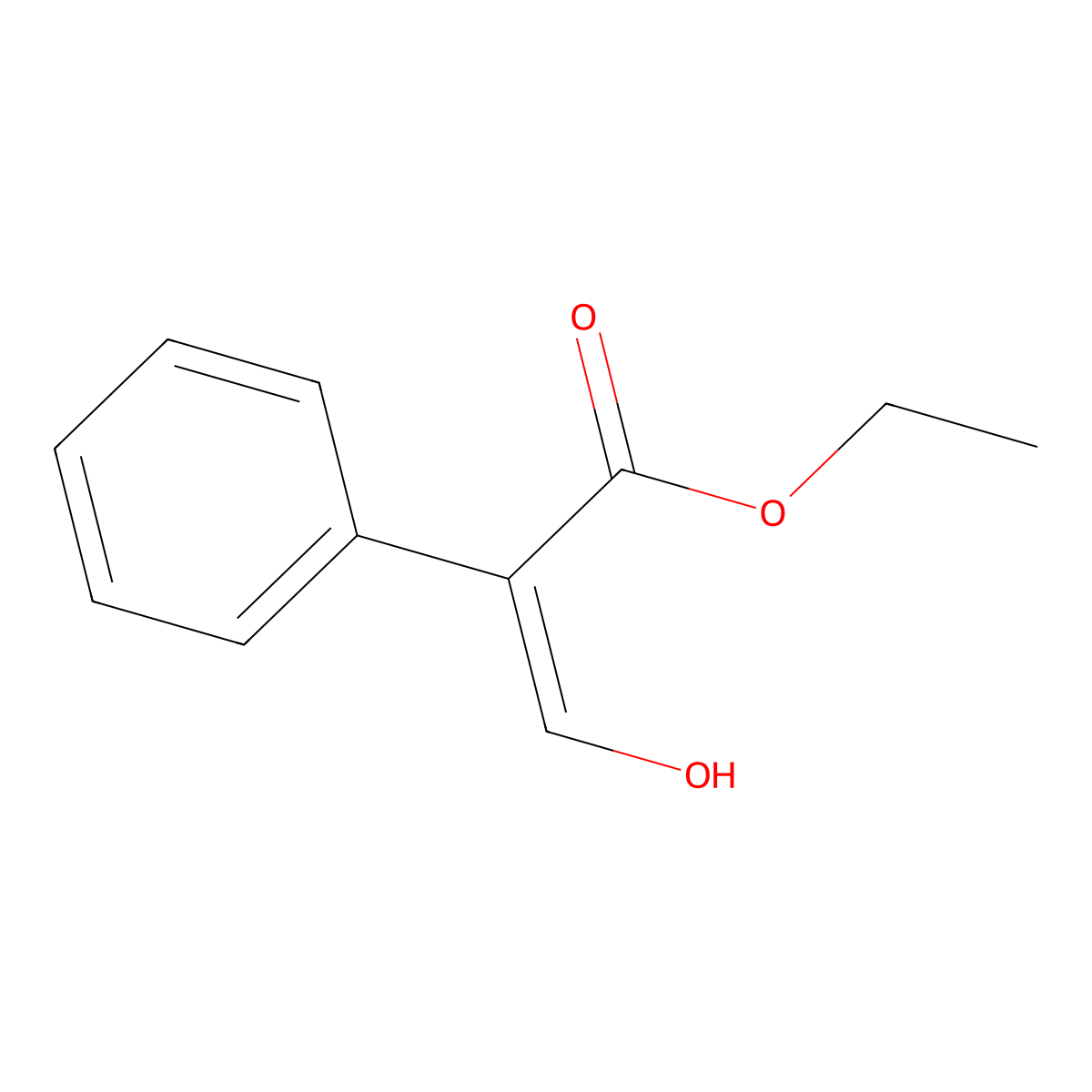 Ethyl 3-hydroxy-2-phenylprop-2-enoate molecular structure, CAS 76636-17-4