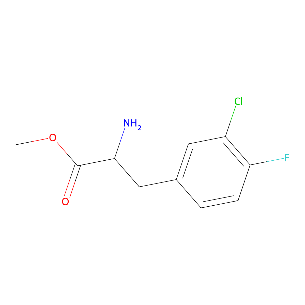 Methyl (2r)-2-amino-3-(3-chloro-4-fluorophenyl)propanoate molecular structure, CAS 766502-49-2