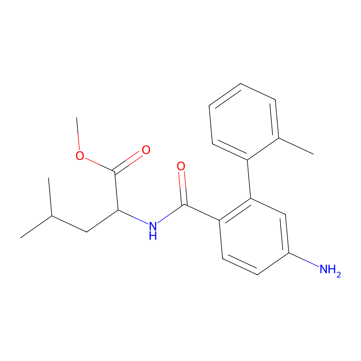 Methyl (5-amino-2'-methyl-[1,1'-biphenyl]-2-carbonyl)-L-leucinate molecular structure, CAS 766503-76-8