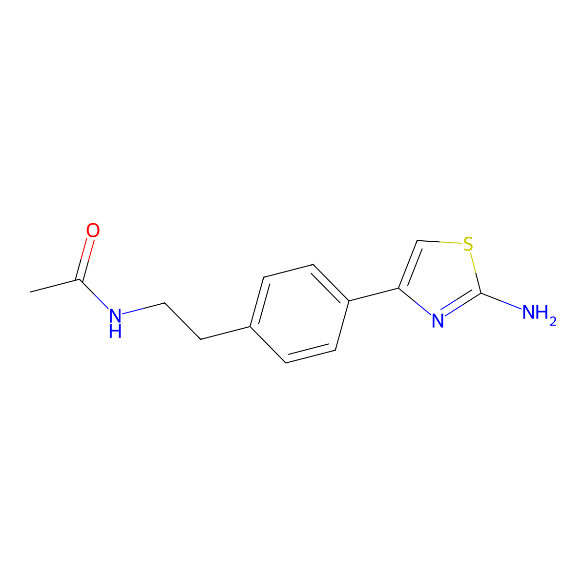 N-(2-(4-(2-amino-1,3-thiazol-4-yl)phenyl)ethyl)acetamide molecular structure, CAS 766508-80-9
