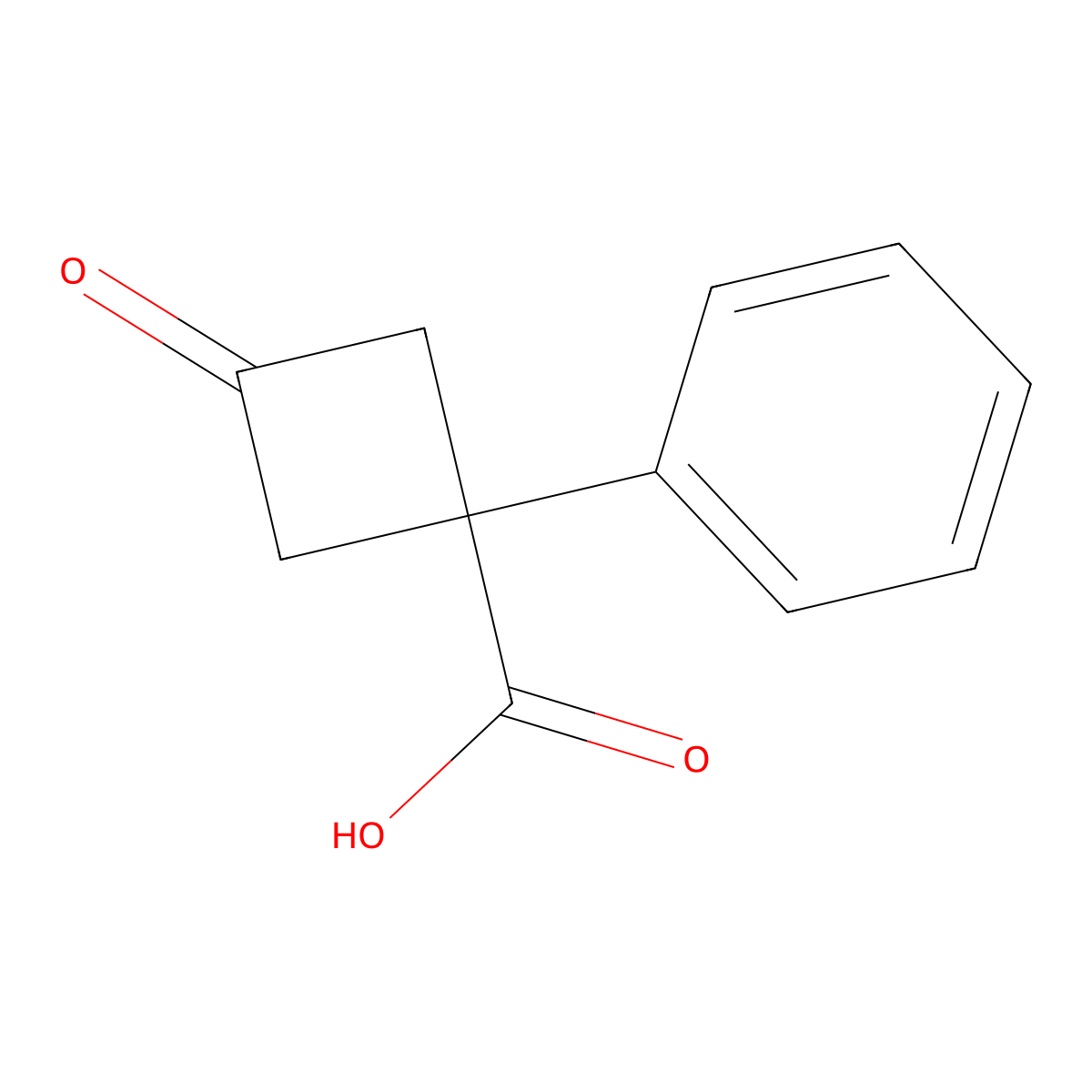 3-Oxo-1-phenylcyclobutane-1-carboxylic acid molecular structure, CAS 766513-36-4