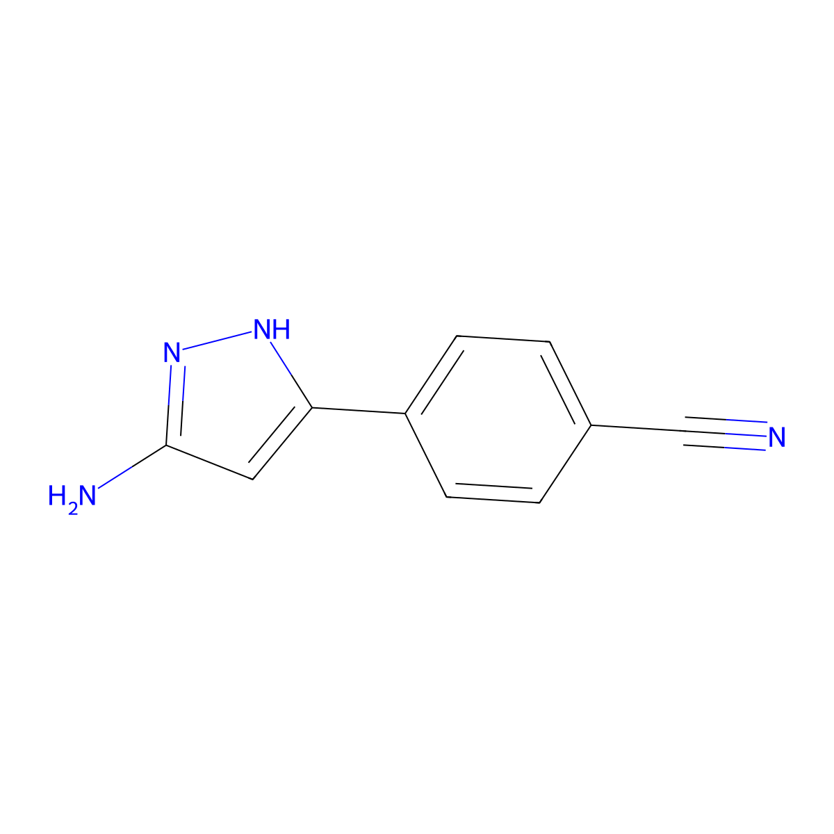 4-(3-amino-1H-pyrazol-5-yl)benzonitrile molecular structure, CAS 766519-85-1