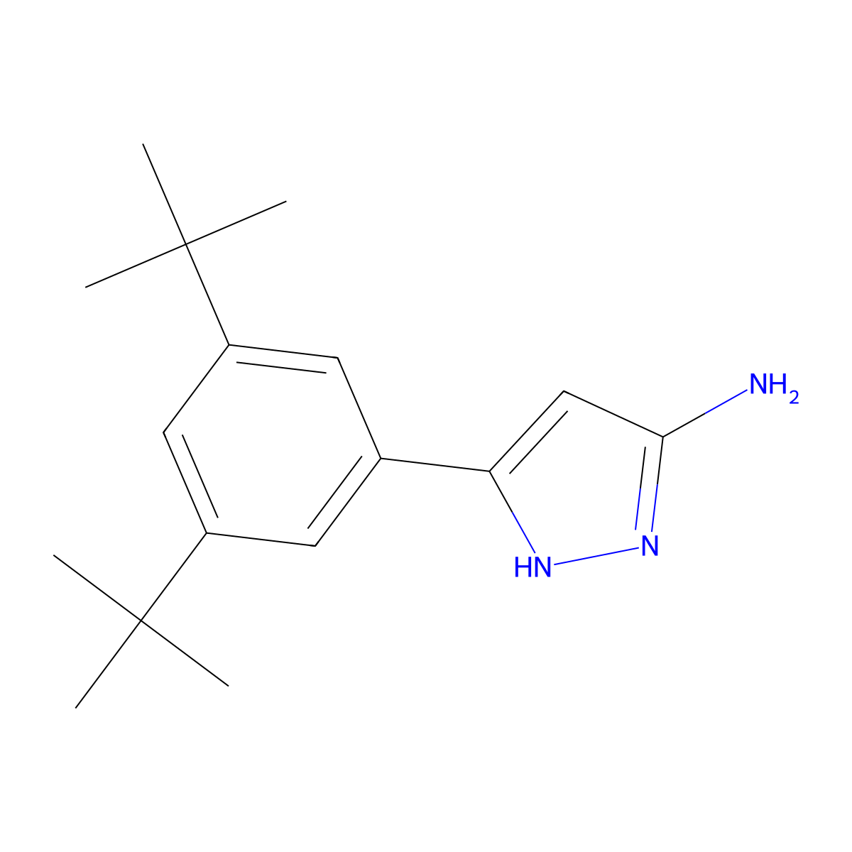 5-(3,5-Di-tert-butylphenyl)-1H-pyrazol-3-amine molecular structure, CAS 766519-95-3