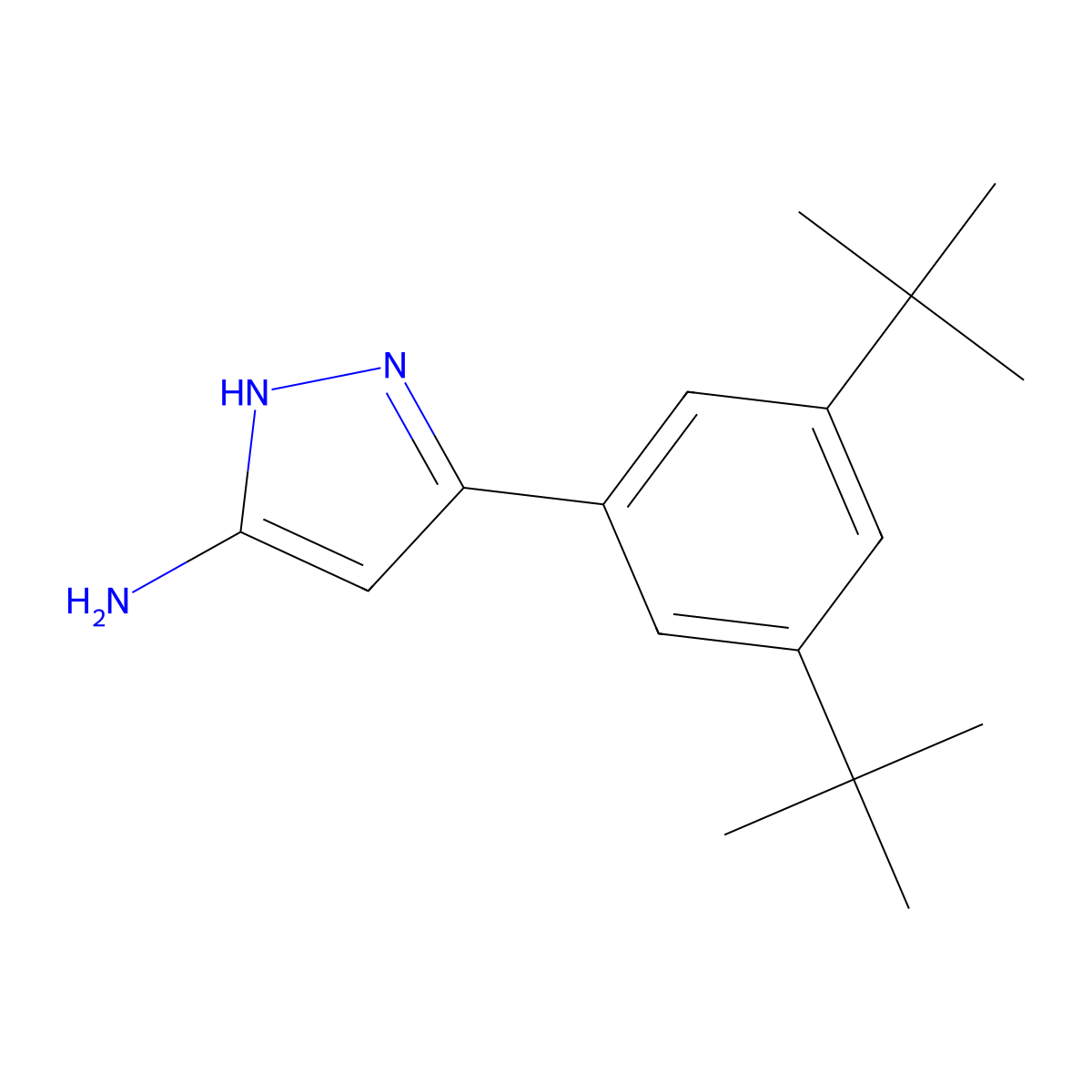 5-(3,5-Di-tert-butylphenyl)-1H-pyrazol-3-amine molecular structure, CAS 766519-95-3