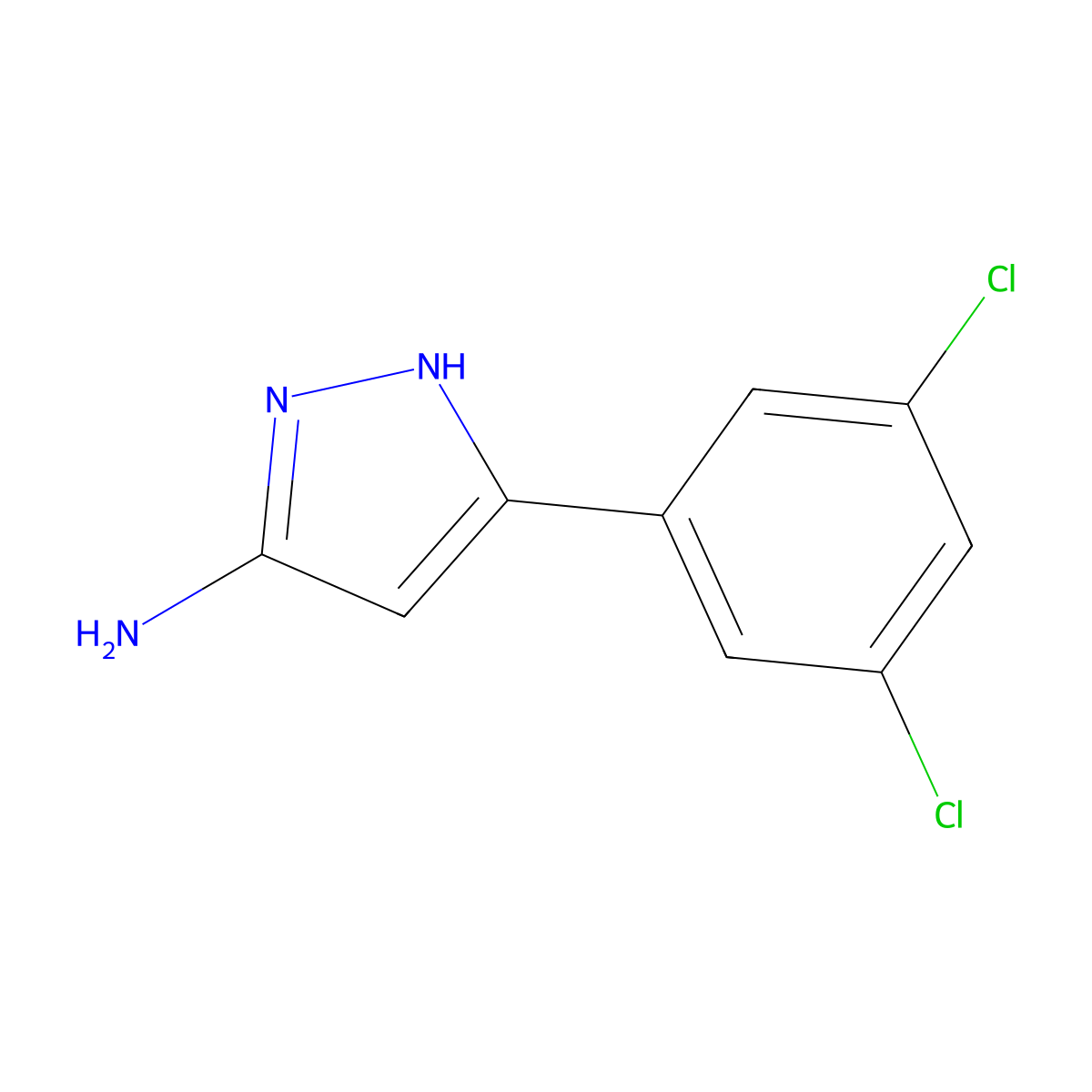 5-(3,5-dichlorophenyl)-1H-pyrazol-3-amine molecular structure, CAS 766520-00-7