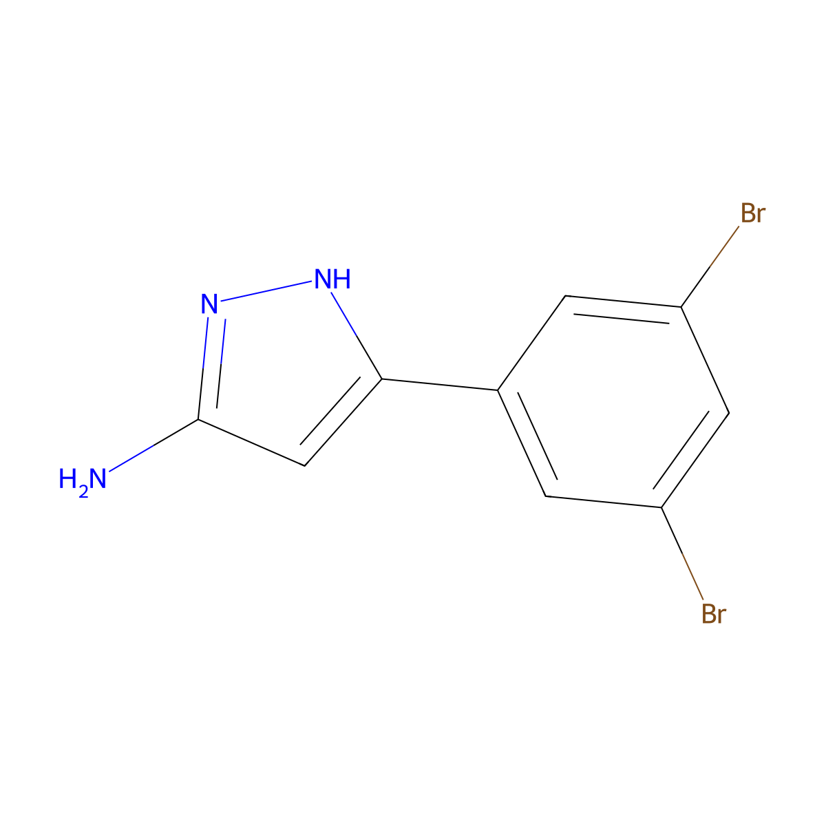 3-(3,5-Dibromophenyl)-1H-pyrazol-5-amine molecular structure, CAS 766520-01-8